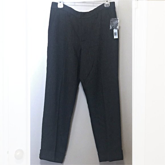 Beautiful NWT Wool Blend Trousers Flat Front Great Details CHARCOAL GRAY SZ 8 - Picture 6 of 13